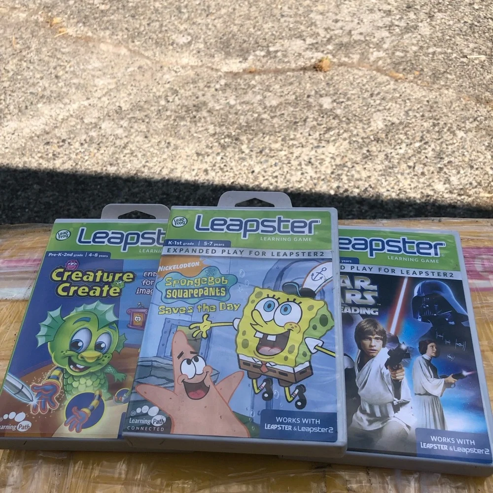 Leapster Learning Game Cartridges - SpongeBob + Creature Create + Star Wars